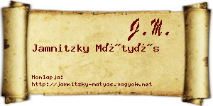 Jamnitzky Mátyás névjegykártya